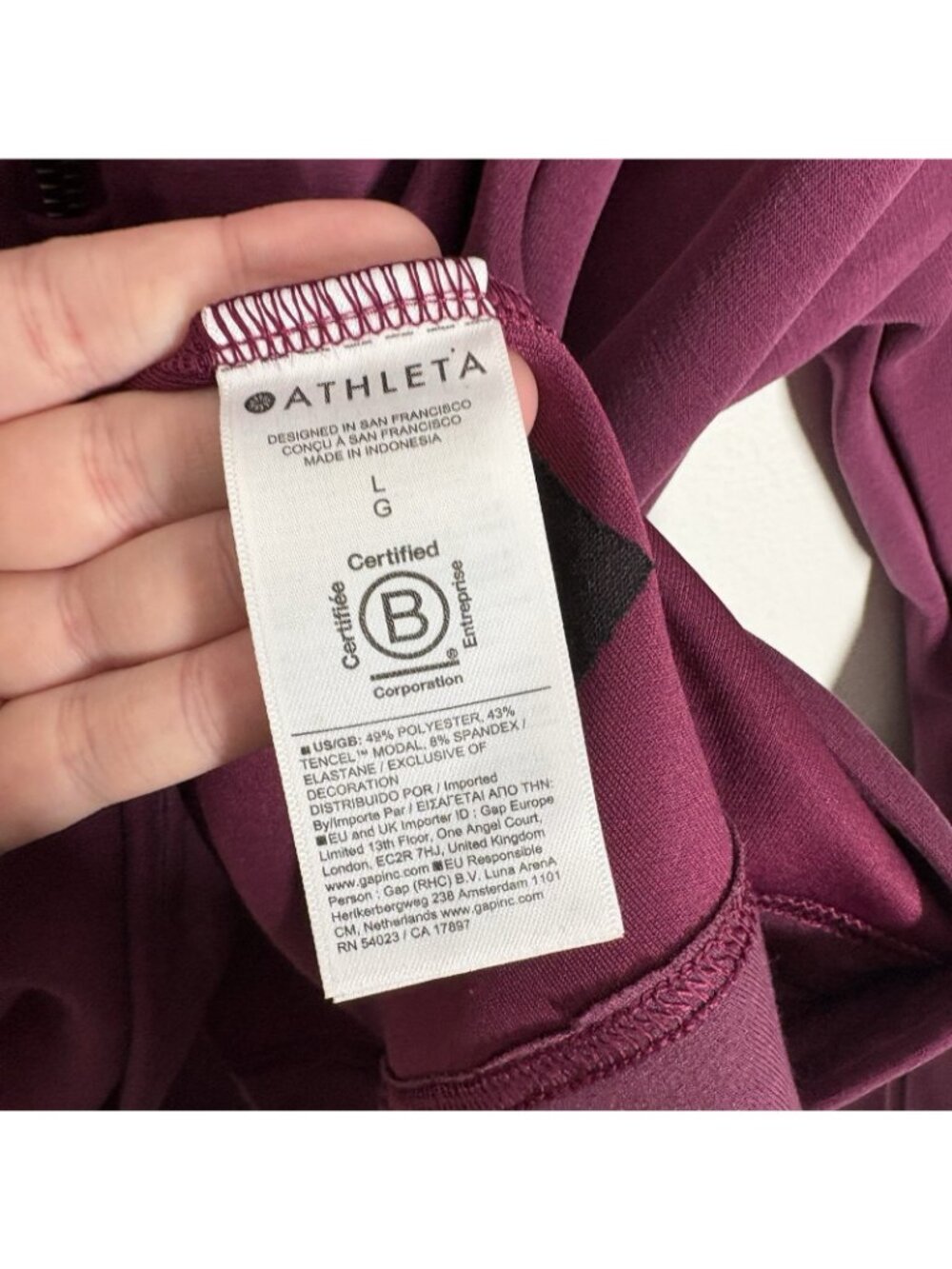 Athleta Women L Plum Cropped Seasoft Quarter Zip Pullover Sweatshirt NWOT - Picture 9 of 12